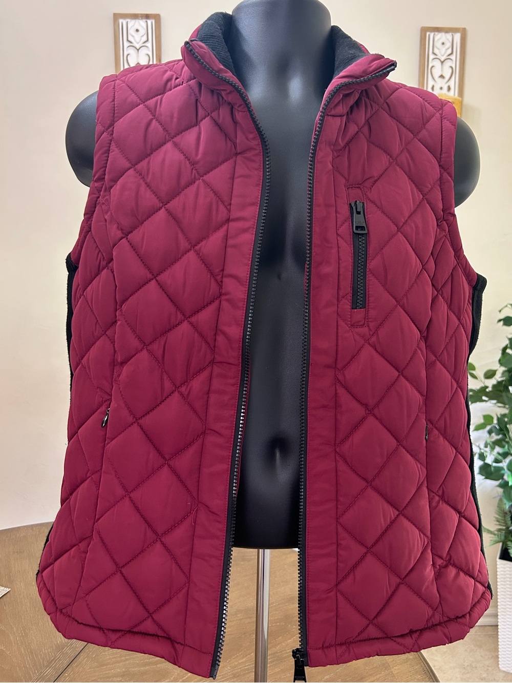 Andrew Marc Quilted Burgundy Women's Vest